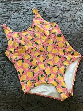 Gudrun Sjoden Pink Lemon Print One Piece Swimsuit Size XL